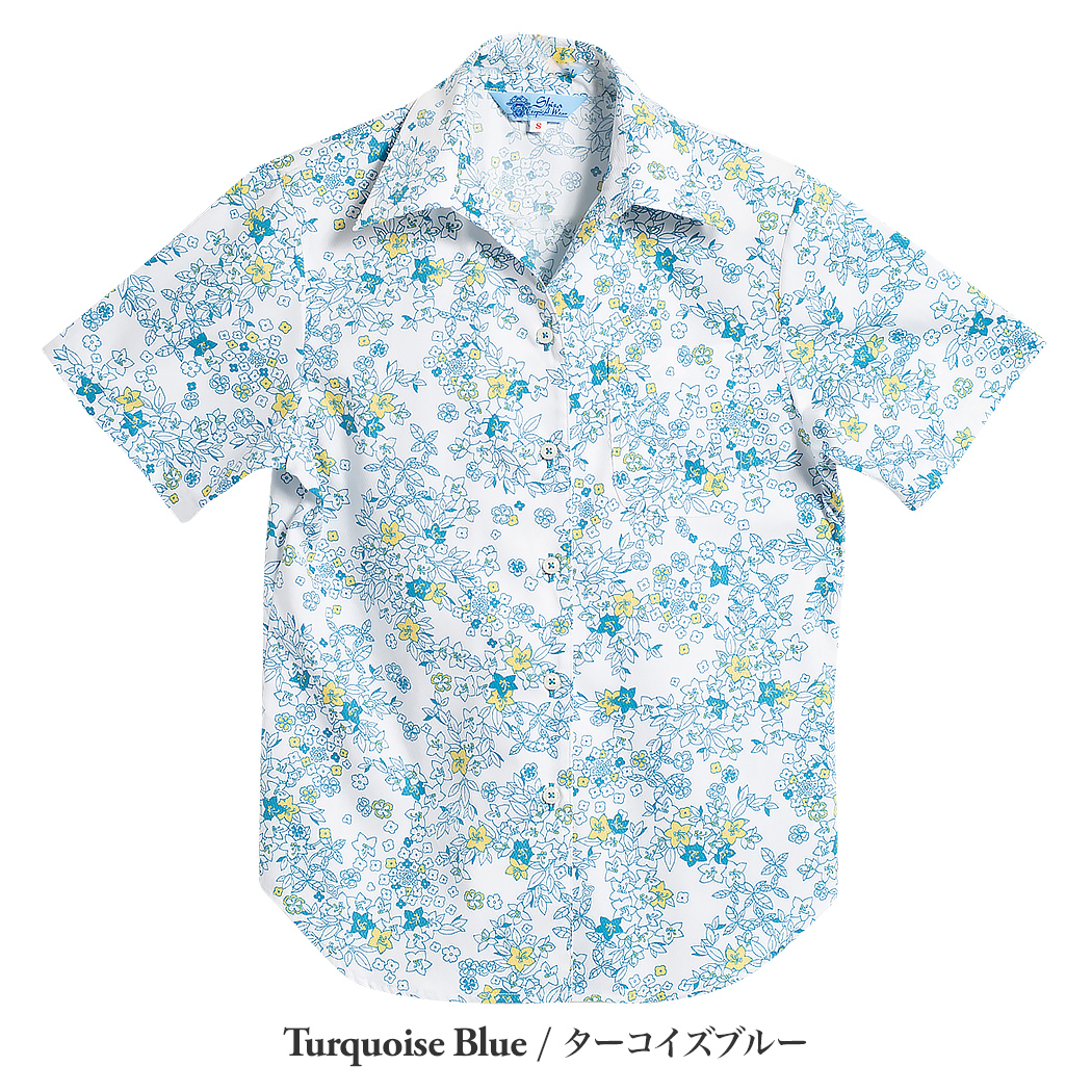 かりゆしウェア（沖縄版アロハシャツ） MAJUN - ミニラインフラワー