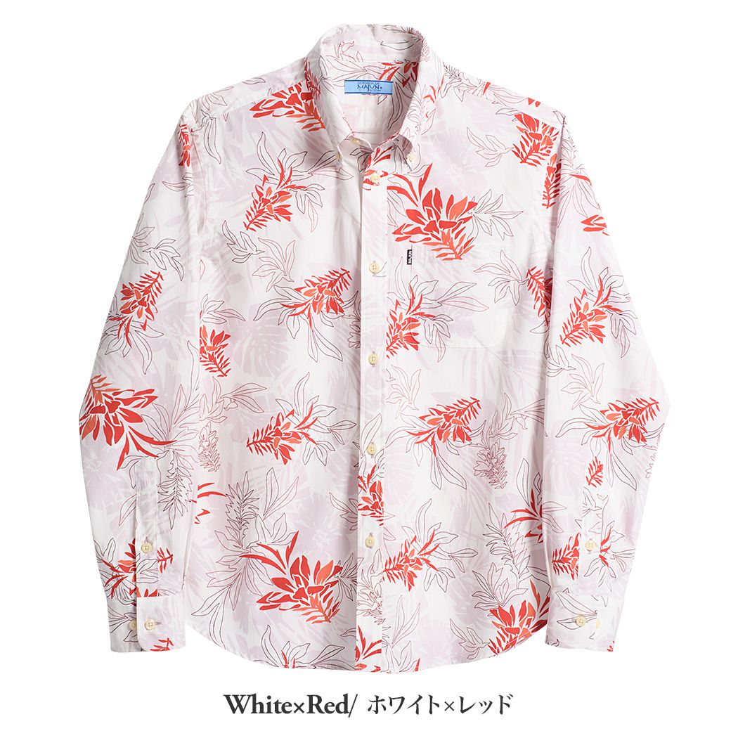 かりゆしウェア（沖縄版アロハシャツ） MAJUN - デイゴフラッターL/S