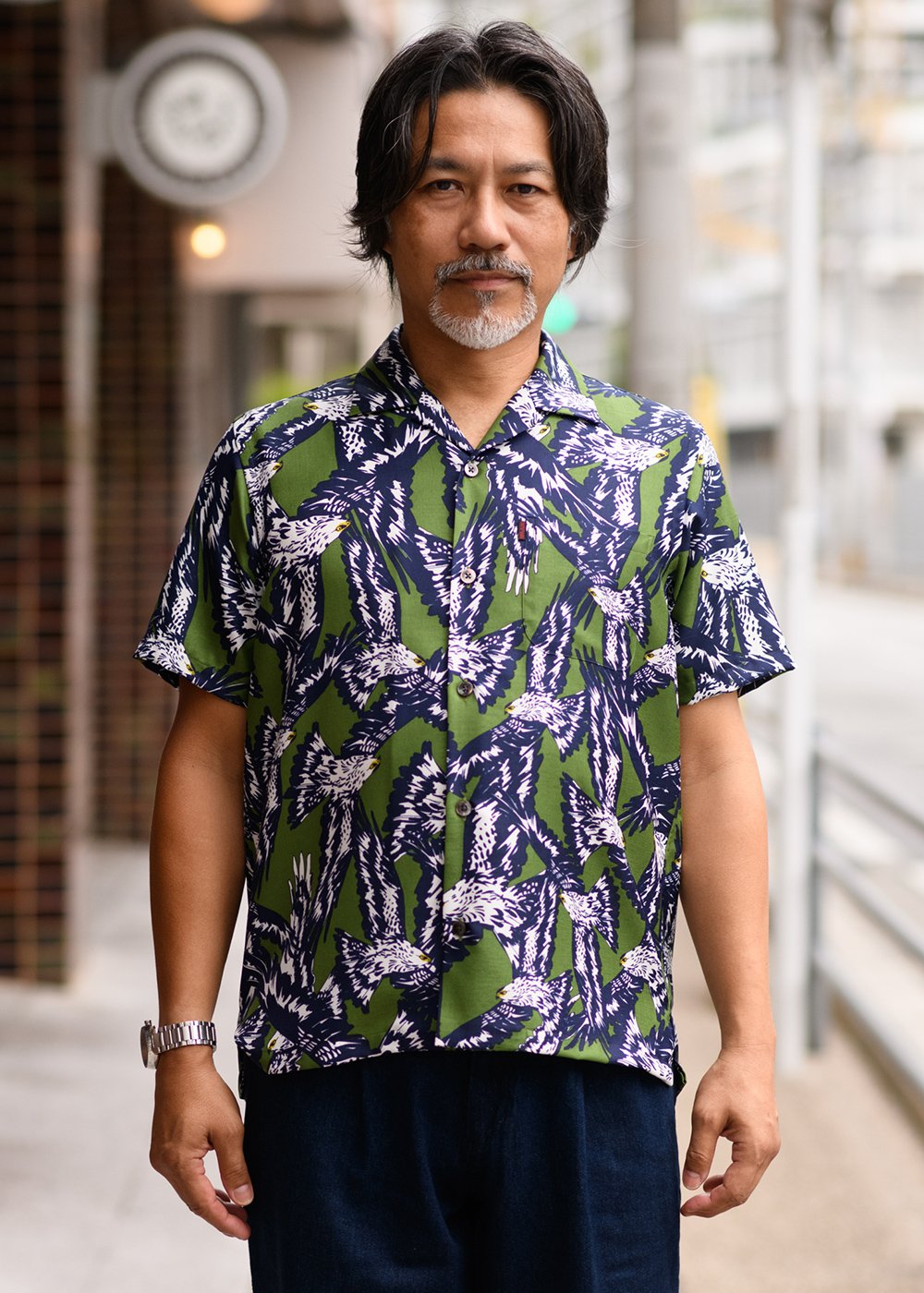 かりゆしウェア（沖縄版アロハシャツ） MAJUN - カンムリワシ