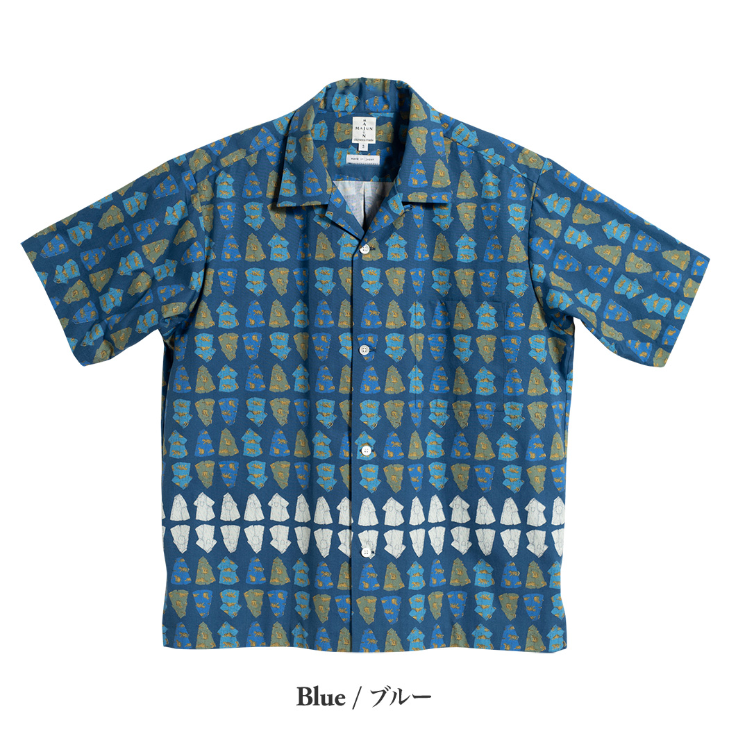 かりゆしウェア（沖縄版アロハシャツ） MAJUN - ヤマネコかりゆしシャツ柄
