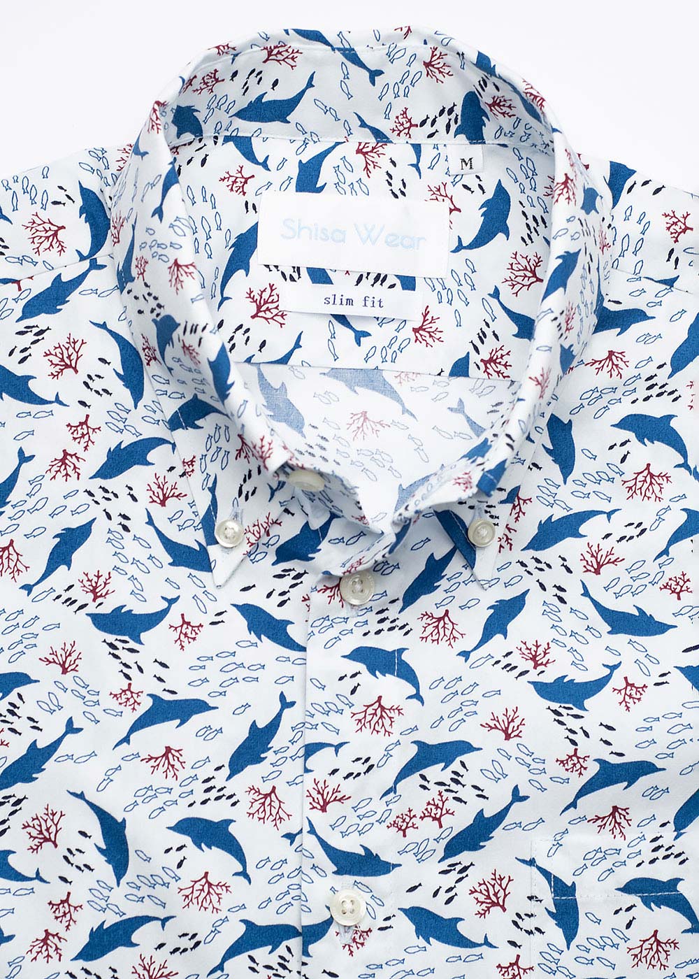 かりゆしウェア（沖縄版アロハシャツ） MAJUN - ドルフィンコーラル