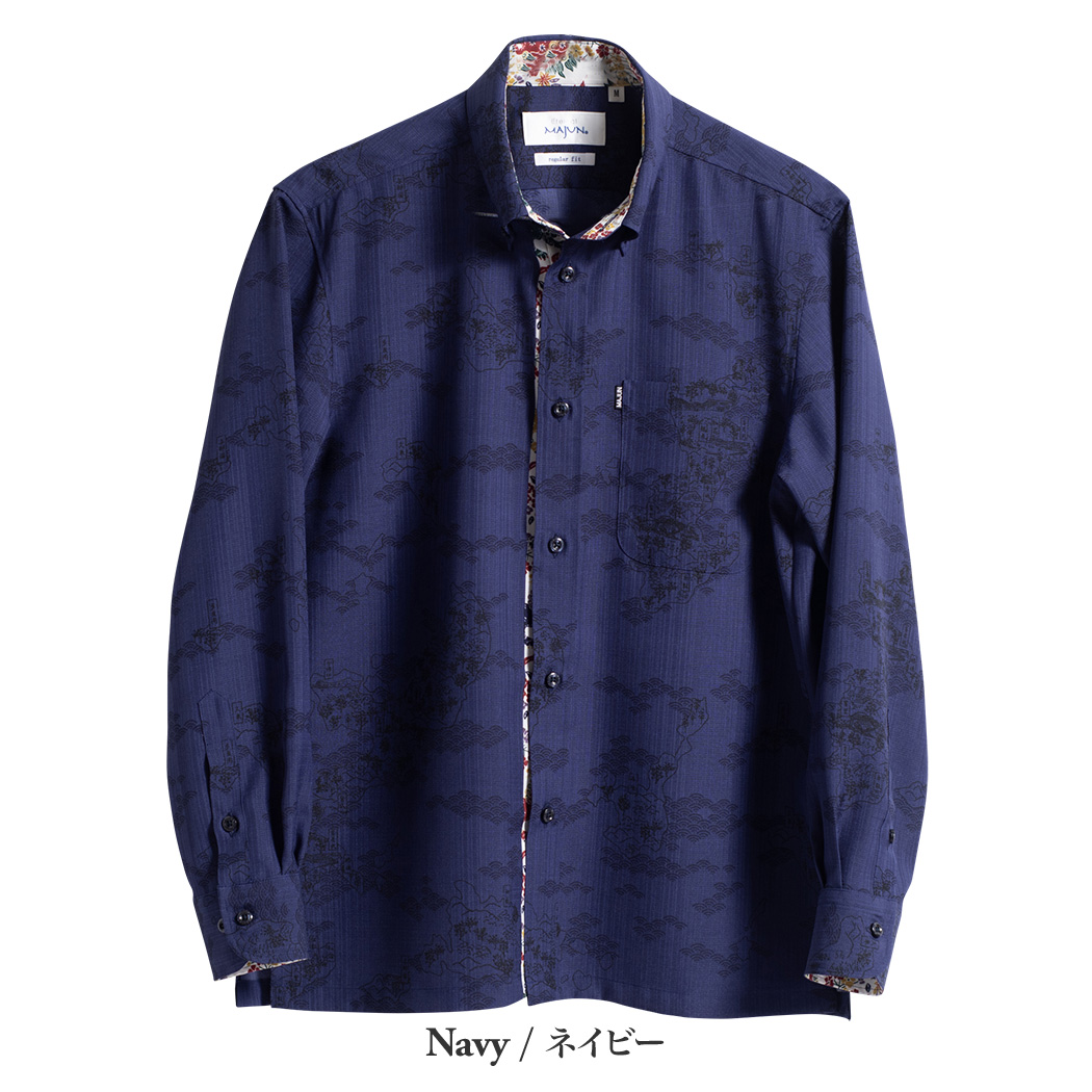 かりゆしウェア（沖縄版アロハシャツ） MAJUN - 琉球列島絵図L/S