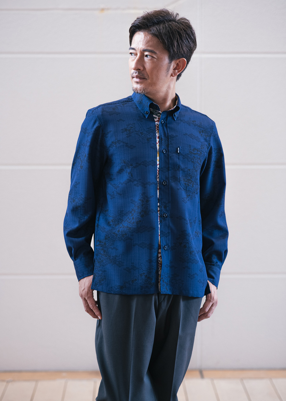 かりゆしウェア（沖縄版アロハシャツ） MAJUN - 琉球列島絵図L/S