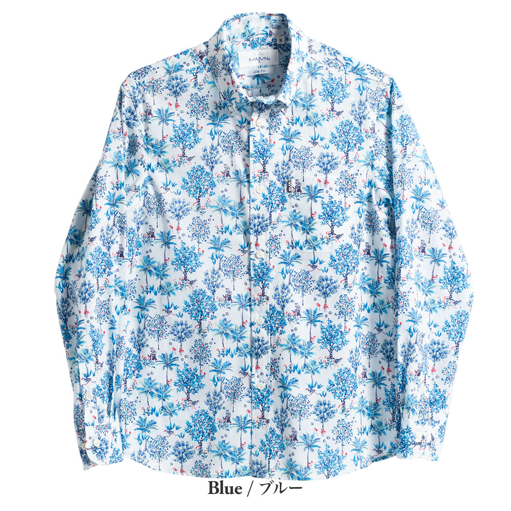 かりゆしウェア（沖縄版アロハシャツ） MAJUN - ジャングルプローラー L/S