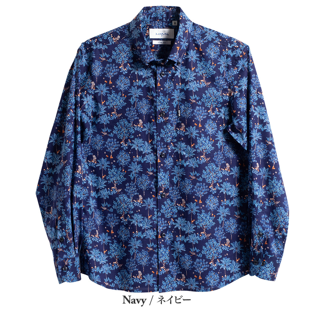 かりゆしウェア（沖縄版アロハシャツ） MAJUN - ジャングルプローラー L/S