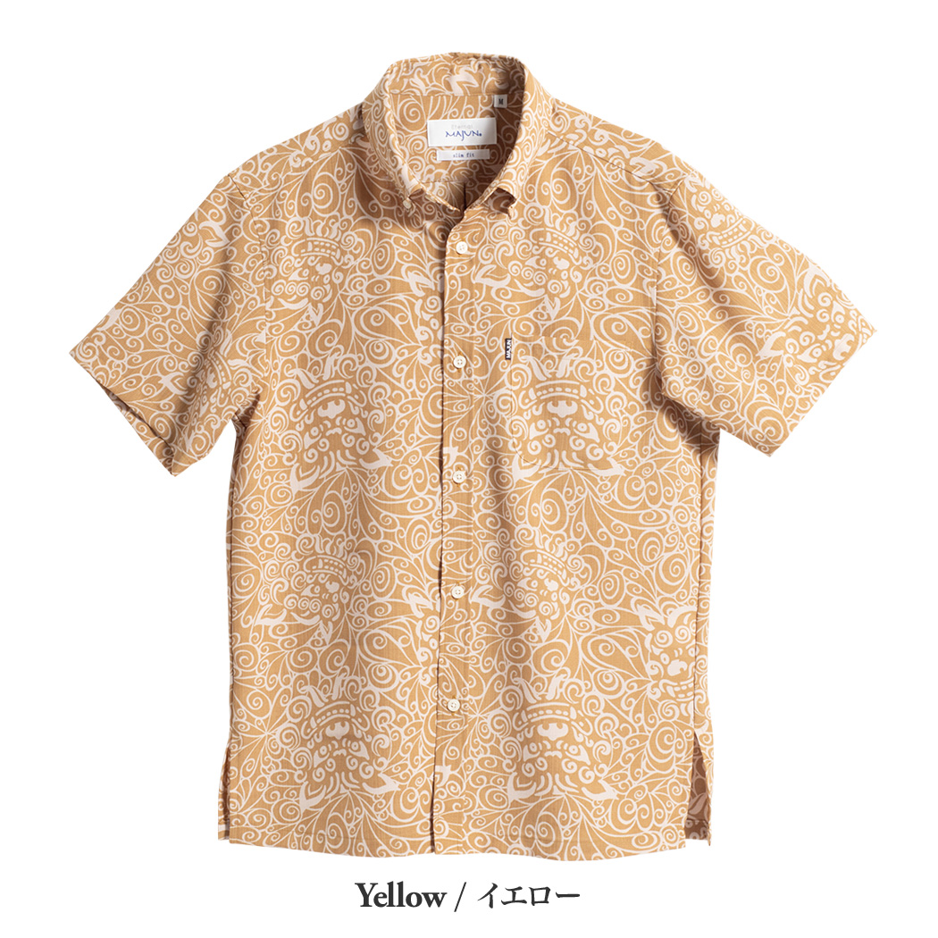 かりゆしウェア（沖縄版アロハシャツ） MAJUN - スパイラルシーサー