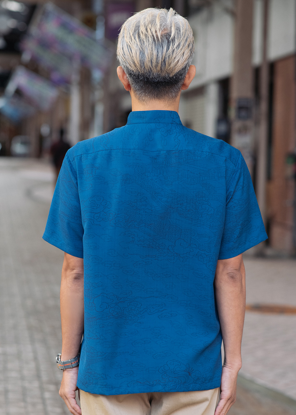 かりゆしウェア（沖縄版アロハシャツ） MAJUN - 首里城全景図(マオカラー）