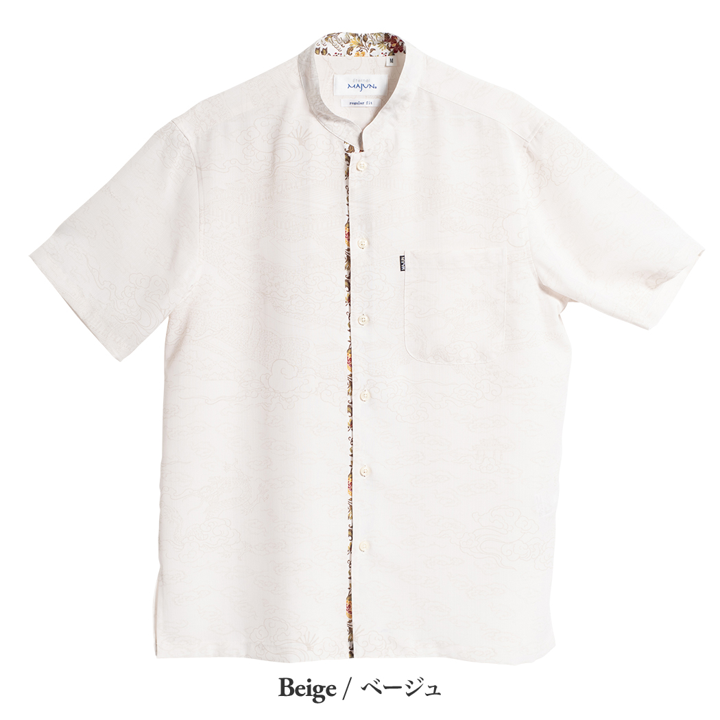 かりゆしウェア（沖縄版アロハシャツ） MAJUN - 首里城全景図(マオカラー）