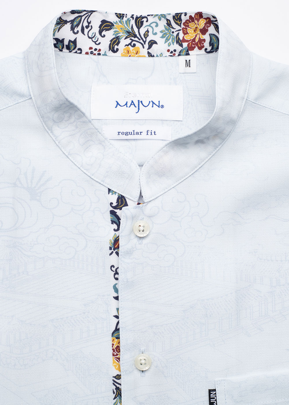 かりゆしウェア（沖縄版アロハシャツ） MAJUN - 首里城全景図(マオカラー）