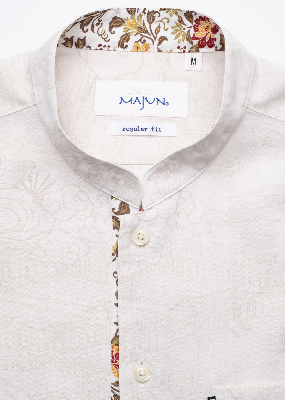 かりゆしウェア（沖縄版アロハシャツ） MAJUN - 首里城全景図(マオカラー）