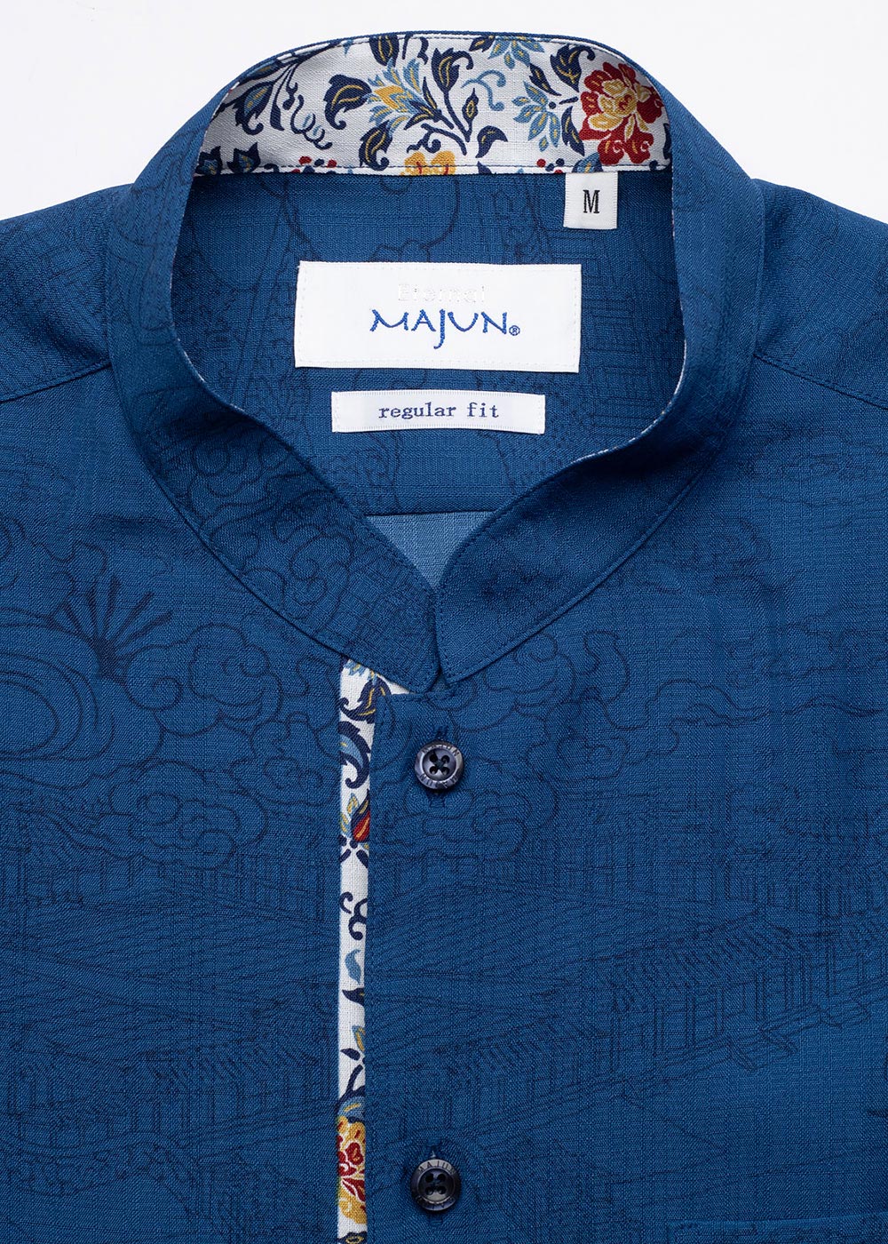 かりゆしウェア（沖縄版アロハシャツ） MAJUN - 首里城全景図(マオカラー）