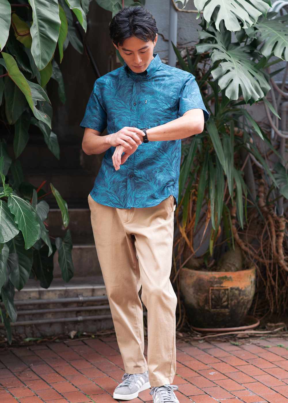 かりゆしウェア（沖縄版アロハシャツ） MAJUN - レインフォレストエコー