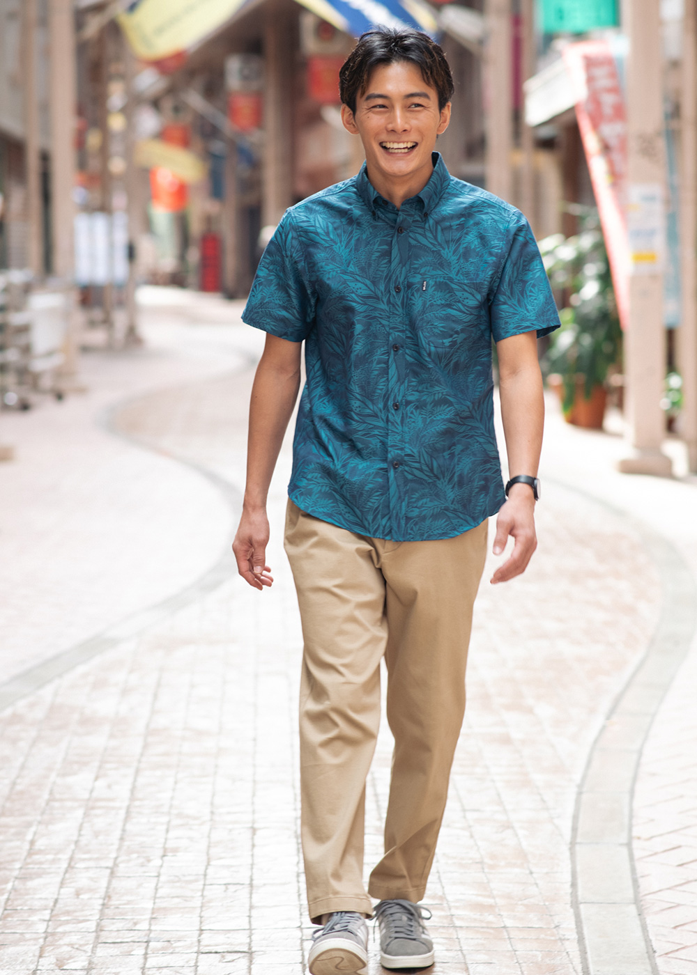 かりゆしウェア（沖縄版アロハシャツ） MAJUN - レインフォレストエコー