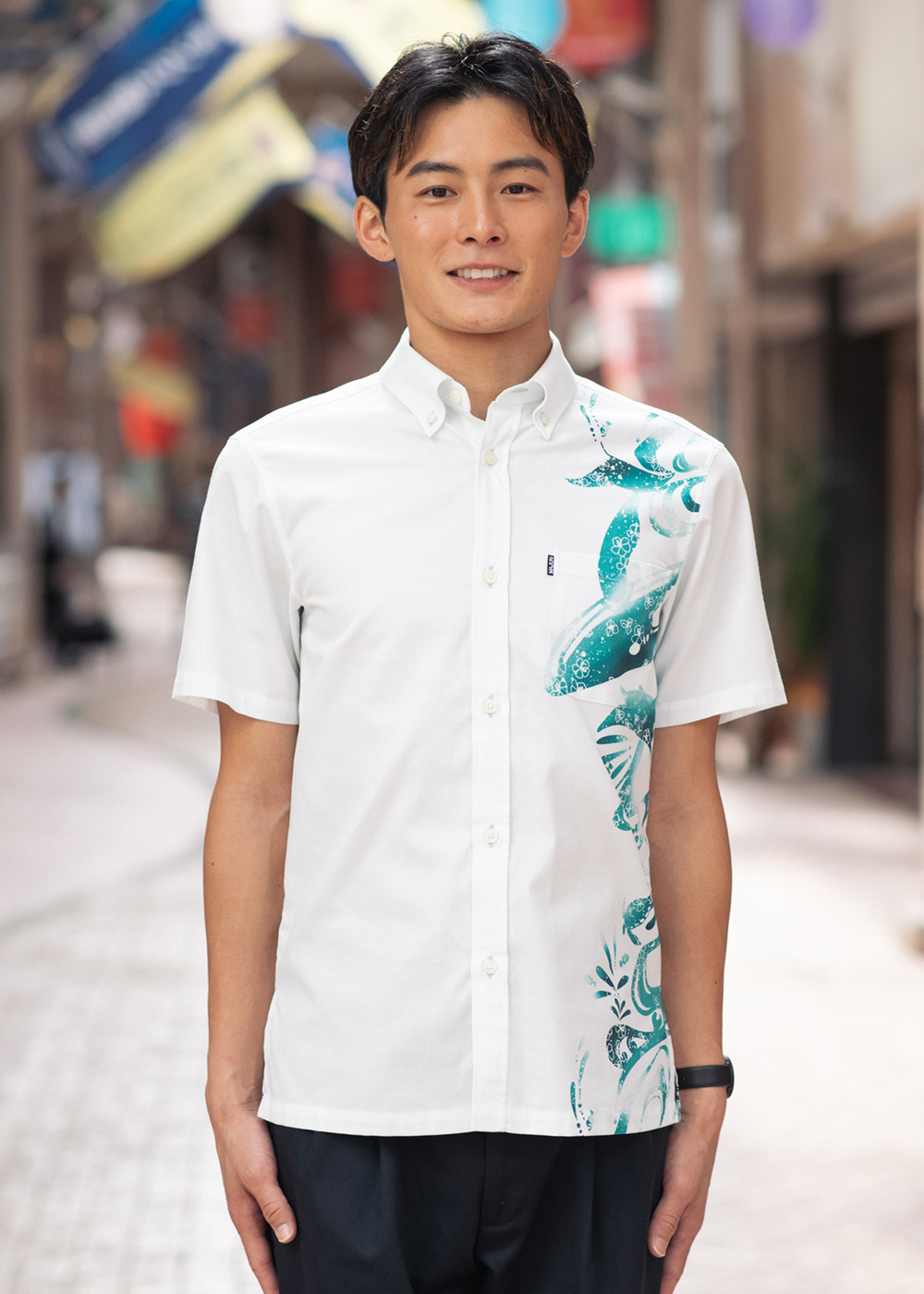かりゆしウェア（沖縄版アロハシャツ） MAJUN - トゥインクルスイム