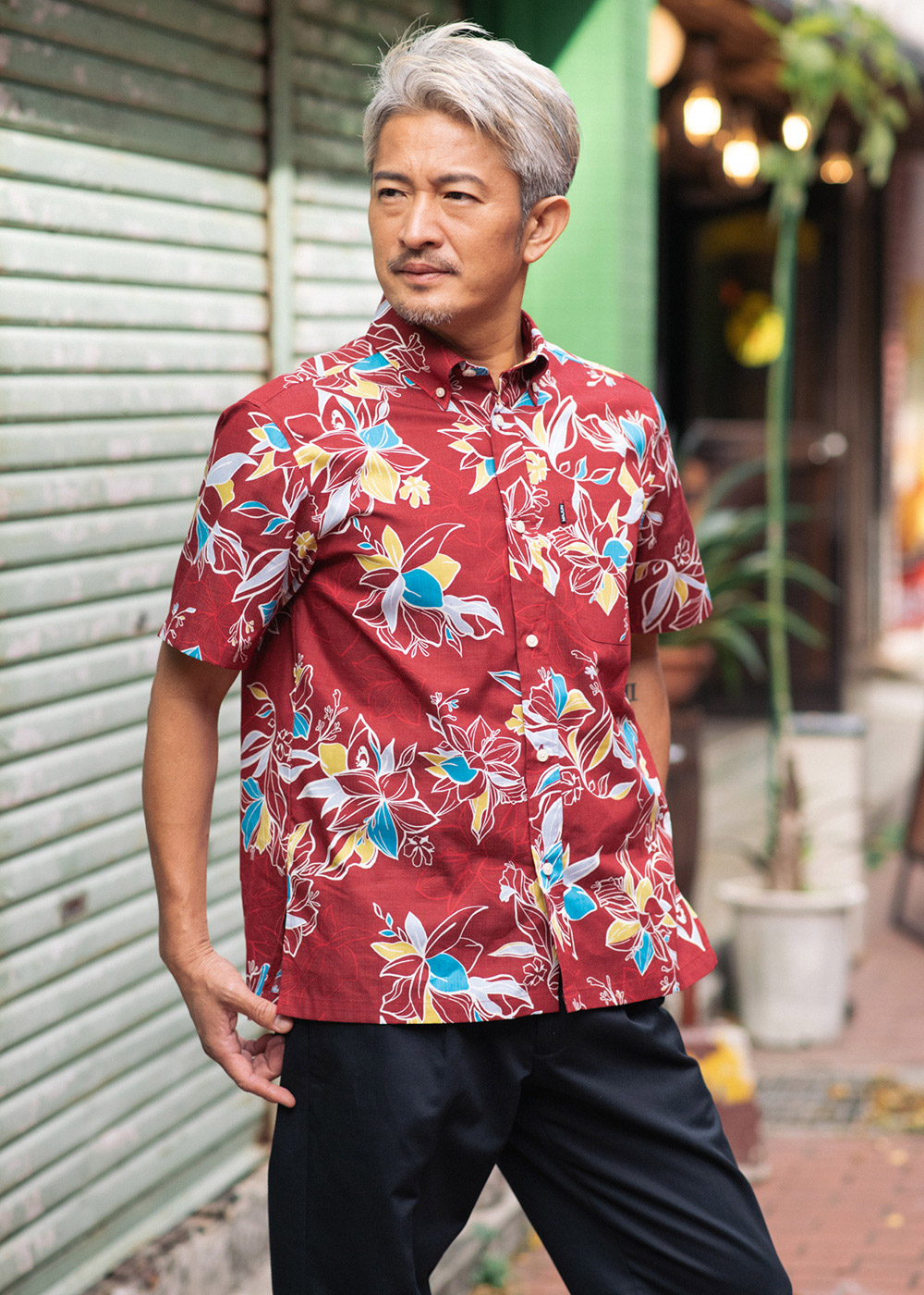 かりゆしウェア（沖縄版アロハシャツ） MAJUN - ファジーピーチ