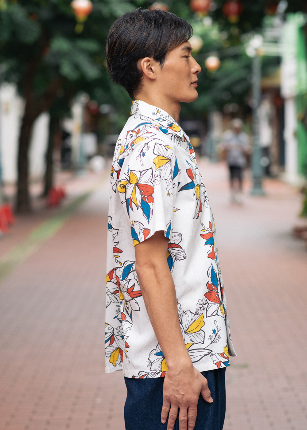 かりゆしウェア（沖縄版アロハシャツ） MAJUN - ファジーピーチ（開襟）