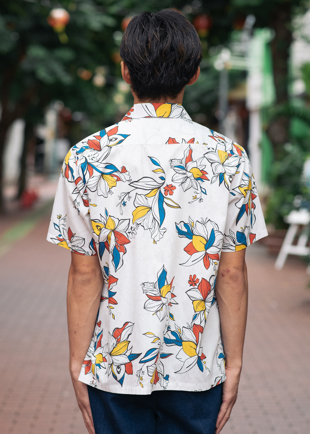 かりゆしウェア（沖縄版アロハシャツ） MAJUN - ファジーピーチ（開襟）