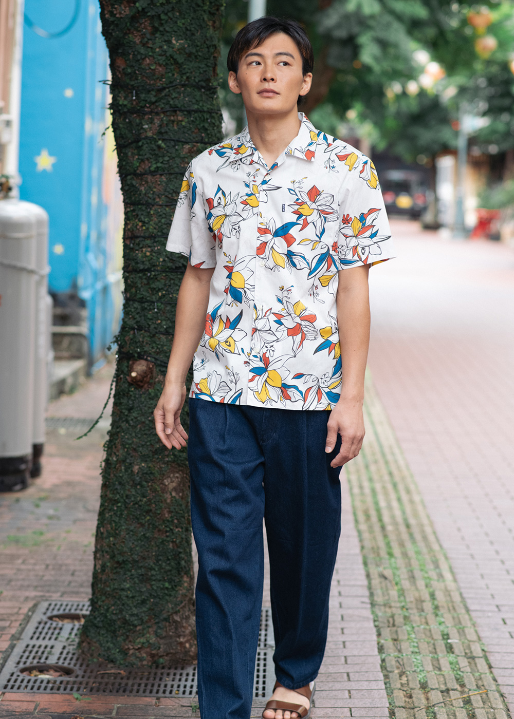 かりゆしウェア（沖縄版アロハシャツ） MAJUN - ファジーピーチ（開襟）