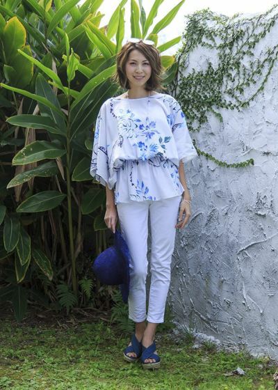 @【Fくらい】レキオシアン かりゆしウェア ビッグシャツ チュニック Fくらい】レキオシアン かりゆしウェア ビッグシャツ チュニック