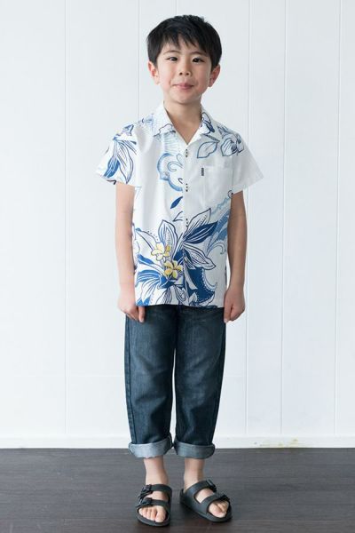 【こしあんぱん】MAJUN かりゆしウェア オーシャンブルー LL(XL) OCEAN BLUE | かりゆしウェア（沖縄版アロハシャツ）専門店