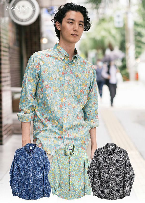 新品　未使用　かりゆし　アロハシャツ　L  ネイビー