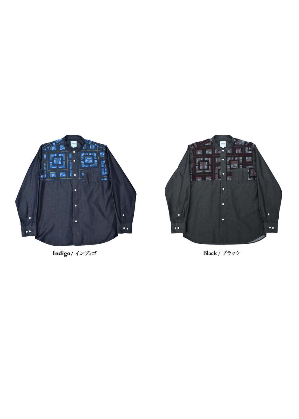 ブロックライン×デニム L/S | かりゆしウェア（沖縄版アロハ