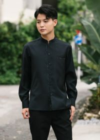 燕に牡丹 L/S（マオカラー） | かりゆしウェア（沖縄版アロハ