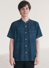 MAJUN 首里織かりゆしウェアL デニムブルー
