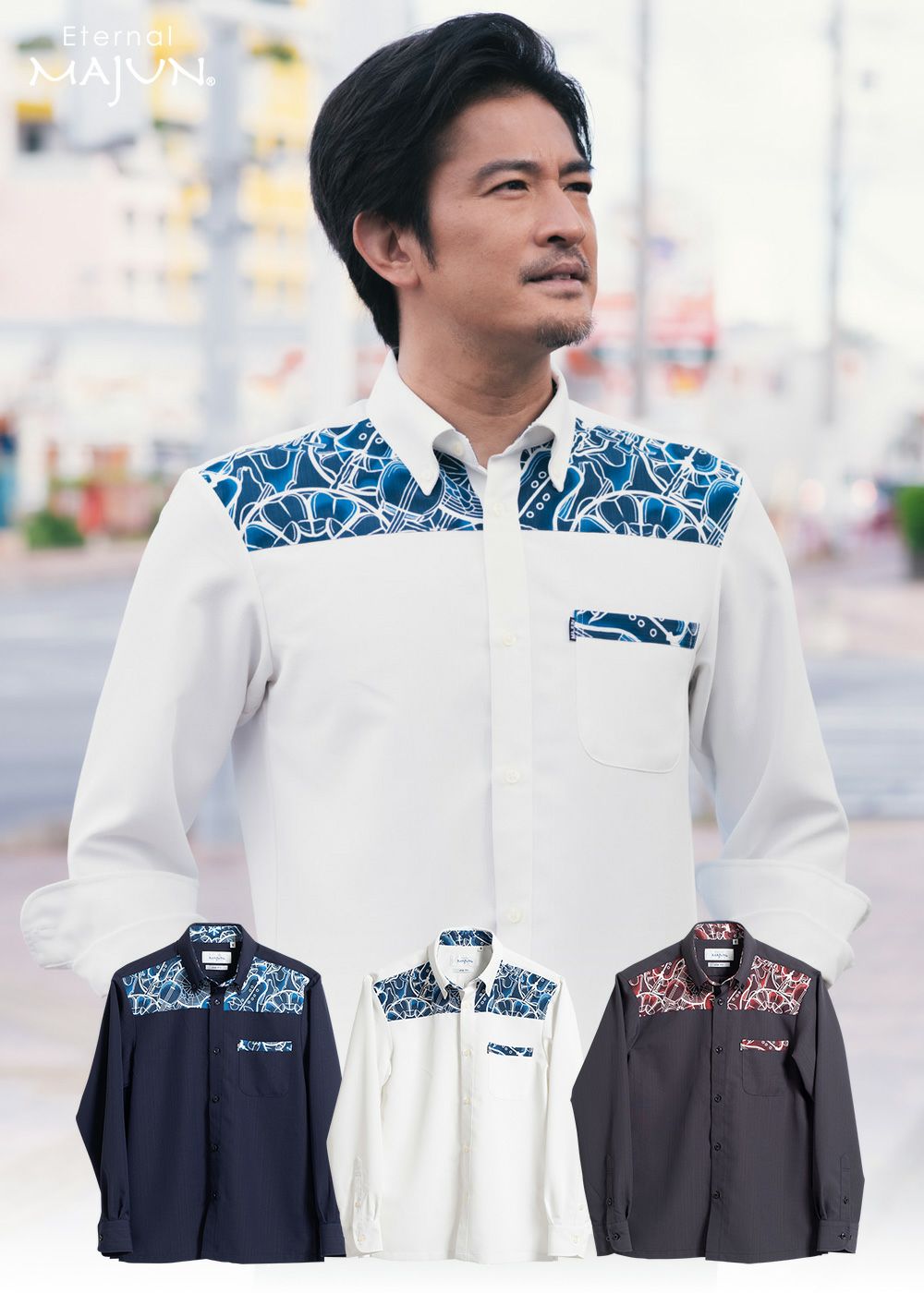 MAJUN マジュン メンズ かりゆしウェア クールビズ 沖縄 アロハシャツ 