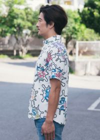 men's Haberu かりゆしウェアＬサイズ　アロハシャツ沖縄　紅型 楽天市場】かりゆしウェア（カラーレッド）（カジュアルシャツ