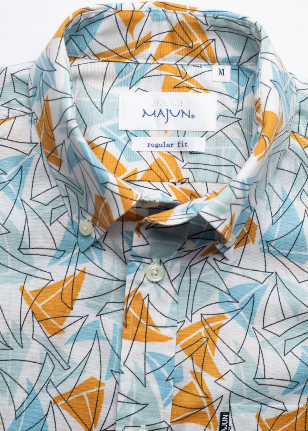 【美品】マジュン かりゆし 首里界隈を地図タッチ風に描いたユニークなデザイン MEN'S】シュリマップ | かりゆしウェア（沖縄版アロハシャツ