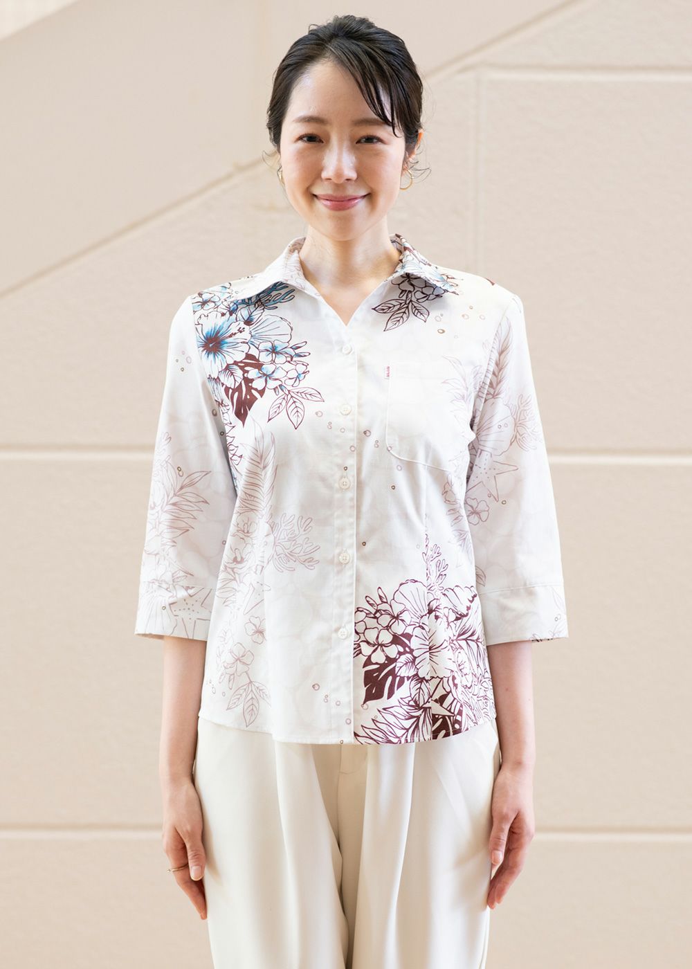 水華（七分袖） | かりゆしウェア（沖縄版アロハシャツ）専門店：MAJUN