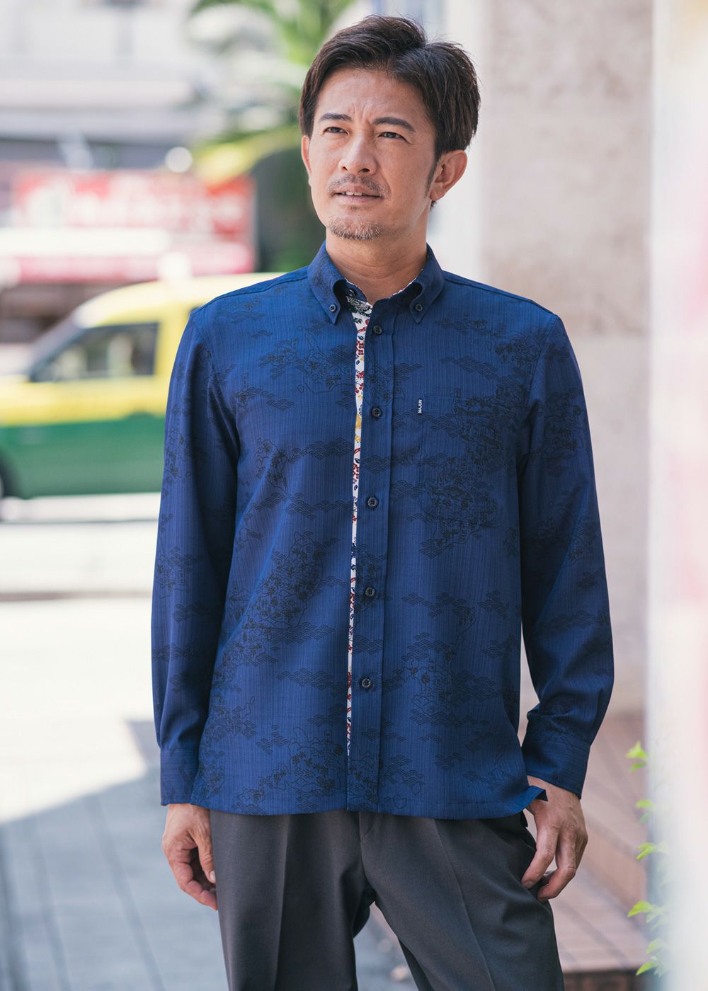 琉球列島絵図L/S | かりゆしウェア（沖縄版アロハシャツ）専門店