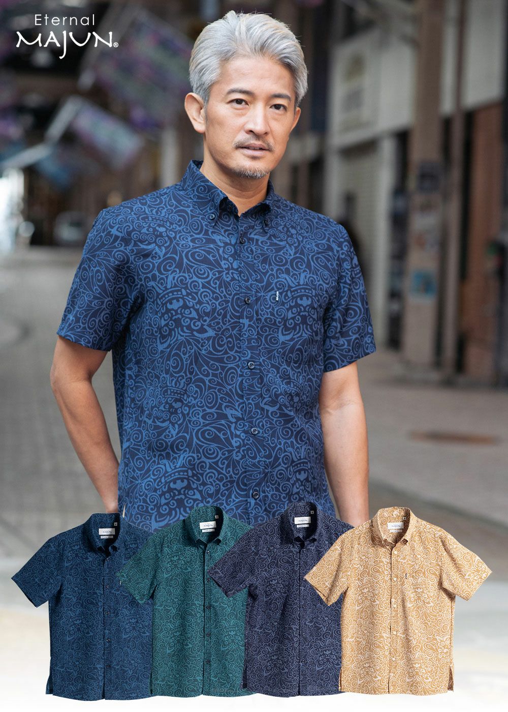 美品 高級 majun マジュン 首里織 かりゆしウェア アロハシャツ Mサイズ MAJUN（マジュン） かりゆしウェア 沖縄 アロハシャツ かりゆし 結婚式