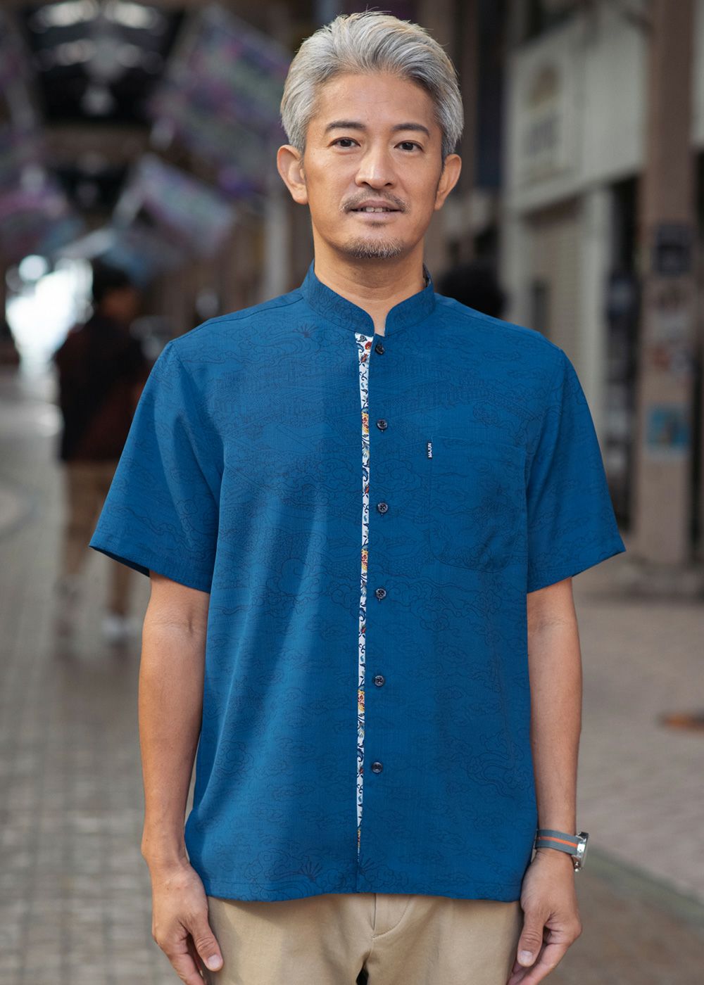 首里城全景図(マオカラー） | かりゆしウェア（沖縄版アロハシャツ